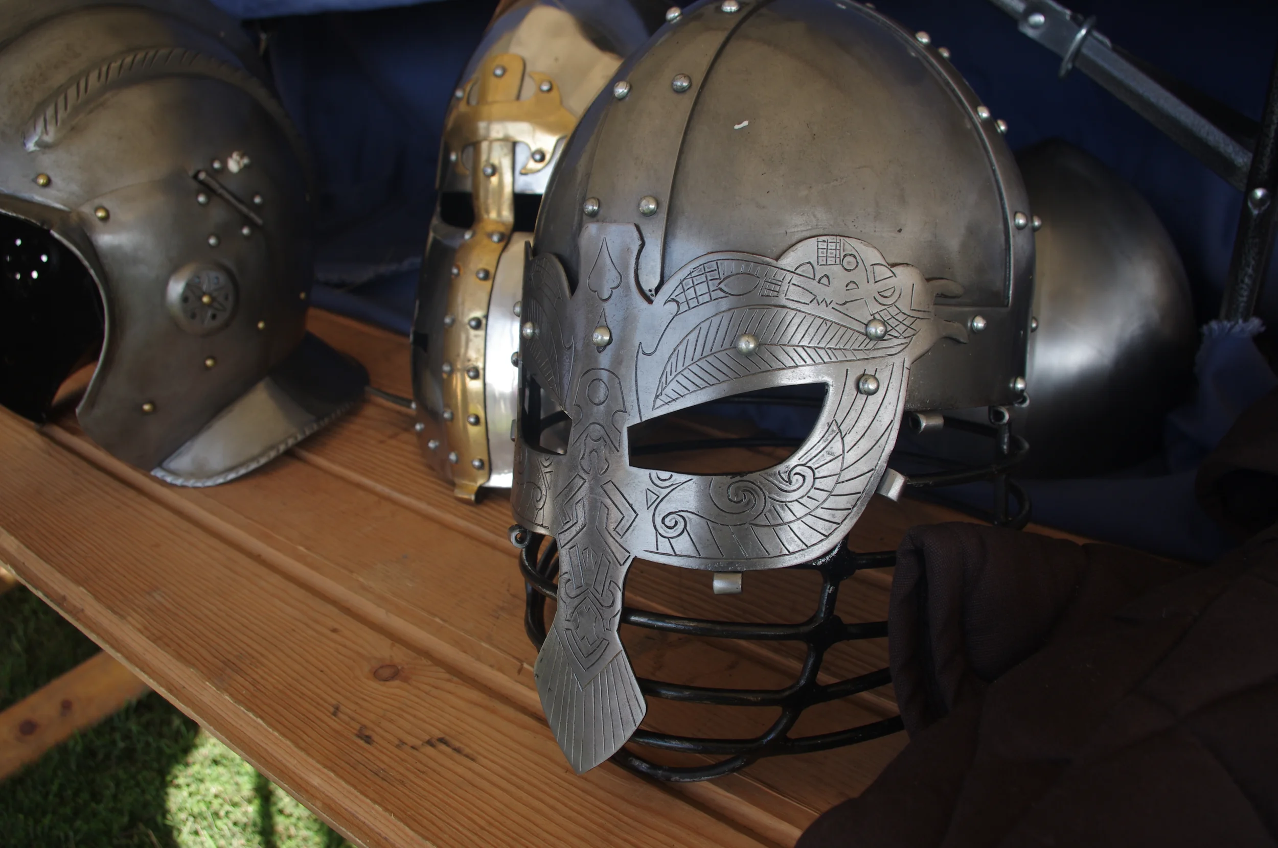 medieval metal helmets